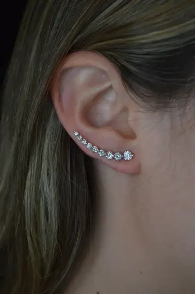 Wish Fine Jewelry 2.01ct Diamond 14K Gold Graduated Climber Earrings | Thumbnail 6 Wish Fine Jewelry 2.01ct Diamond 14K Gold Graduated Climber Earrings | Thumbnail 6