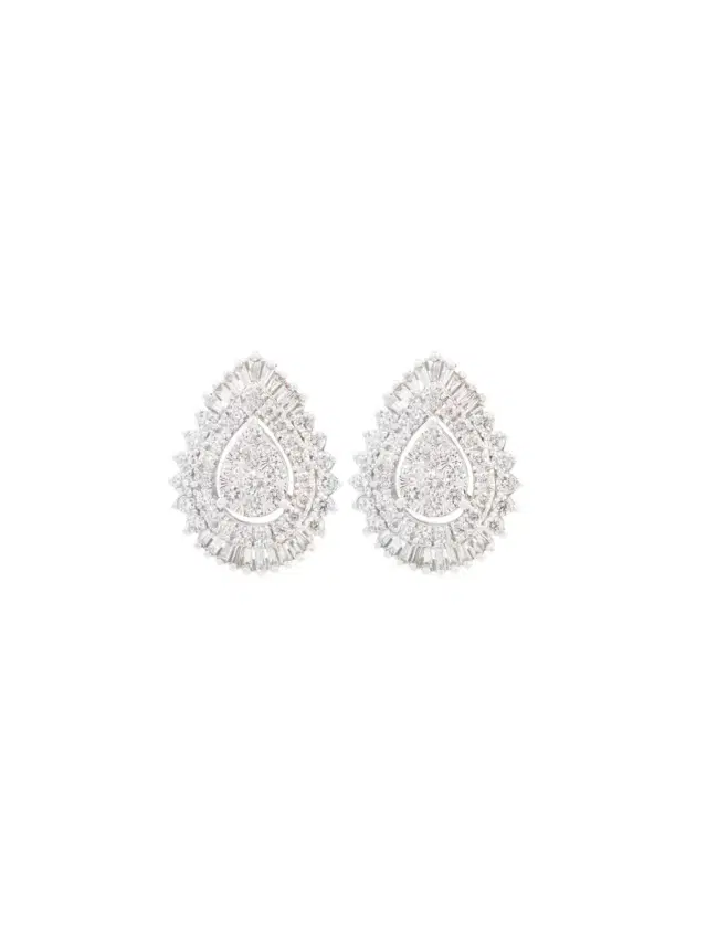 2.0ct Diamond 14K Gold Cluster Pear Stud Earrings