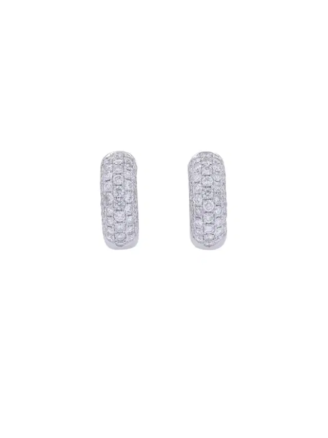 Wish Fine Jewelry 2.0ct Diamond 18K Gold Chunky Pave Huggie Hoop Earrings