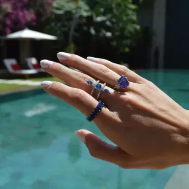 Wish Fine Jewelry 2.10ct Diamond Sapphire 18K Gold Open Shank Ring | Thumbnail 2 Wish Fine Jewelry 2.10ct Diamond Sapphire 18K Gold Open Shank Ring | Thumbnail 2