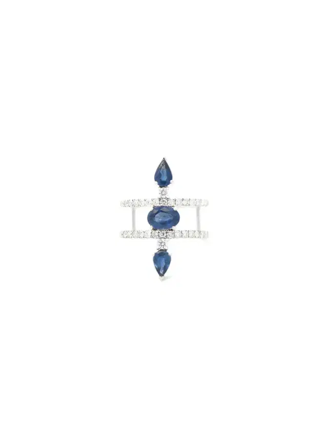Wish Fine Jewelry 2.10ct Diamond Sapphire 18K Gold Open Shank Ring