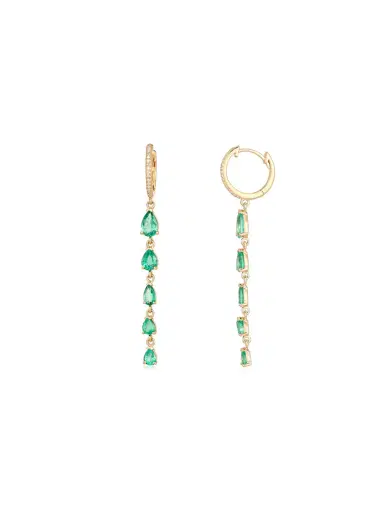Wish Fine Jewelry 2.11ct Diamond Emerald 14K Gold Huggie Dangle Drop Earrings | Thumbnail 2 Wish Fine Jewelry 2.11ct Diamond Emerald 14K Gold Huggie Dangle Drop Earrings | Thumbnail 2