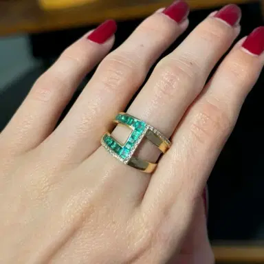 Wish Fine Jewelry 2.13ct Diamond Emerald 14K Gold Ring | Thumbnail 3