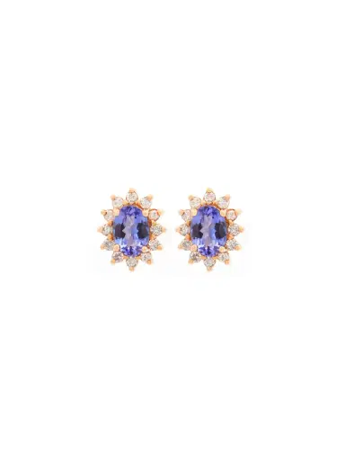 Wish Fine Jewelry 2.18ct Diamond Tanzanite 14K Gold Halo Earrings | Thumbnail 1 Wish Fine Jewelry 2.18ct Diamond Tanzanite 14K Gold Halo Earrings | Thumbnail 1