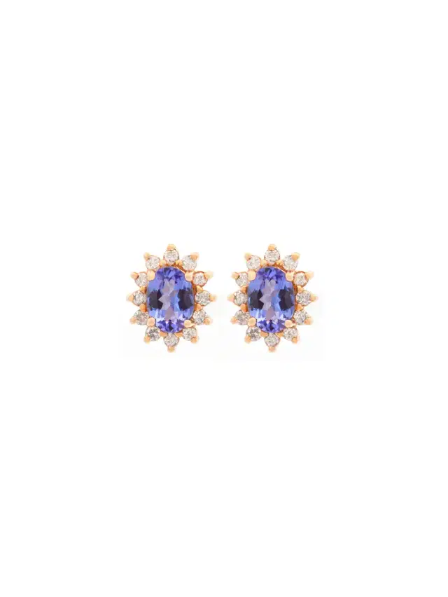 Wish Fine Jewelry 2.18ct Diamond Tanzanite 14K Gold Halo Earrings