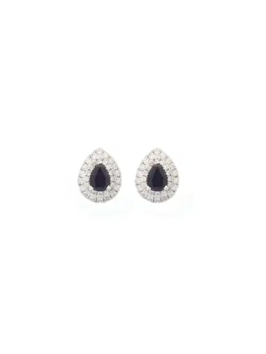 Wish Fine Jewelry 2.23ct Diamond Blue Sapphire 14K Gold Halo Studs Earrings | Thumbnail 1 Wish Fine Jewelry 2.23ct Diamond Blue Sapphire 14K Gold Halo Studs Earrings | Thumbnail 1