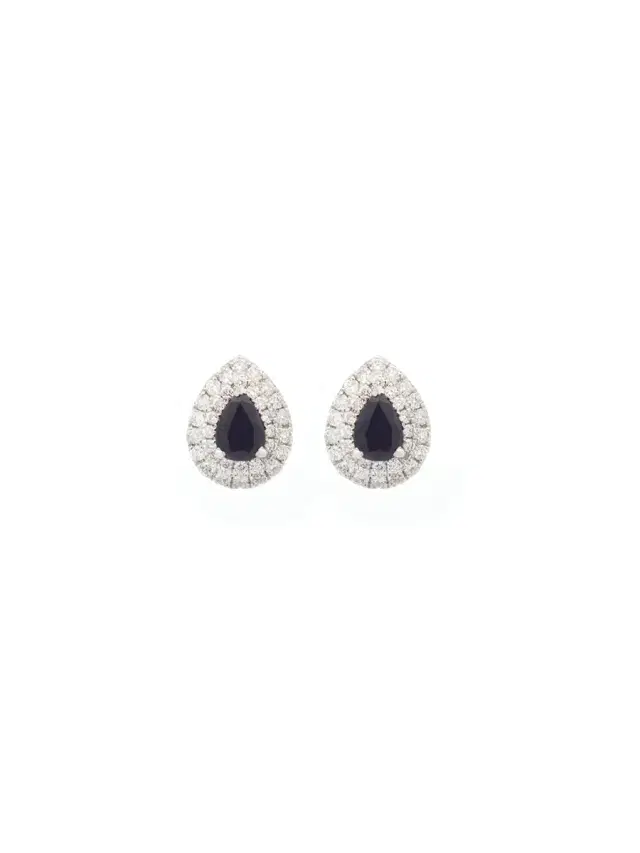 Wish Fine Jewelry 2.23ct Diamond Blue Sapphire 14K Gold Halo Studs Earrings
