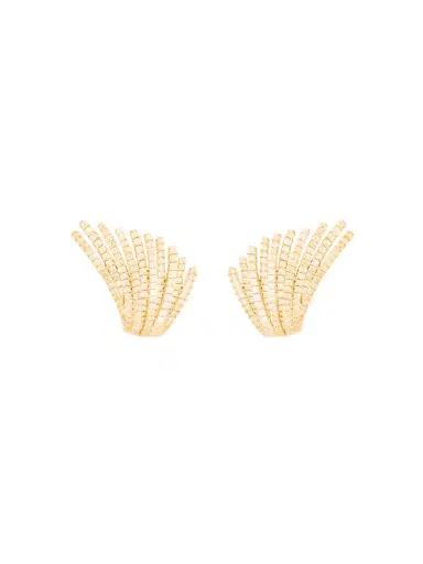 Wish Fine Jewelry 2.26ct Diamond 18K Gold Multi Row Wing Earrings | Thumbnail 3 Wish Fine Jewelry 2.26ct Diamond 18K Gold Multi Row Wing Earrings | Thumbnail 3