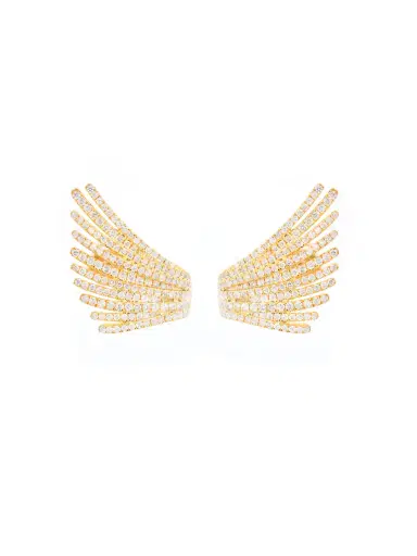 Wish Fine Jewelry 2.26ct Diamond 18K Gold Multi Row Wing Earrings | Thumbnail 5 Wish Fine Jewelry 2.26ct Diamond 18K Gold Multi Row Wing Earrings | Thumbnail 5