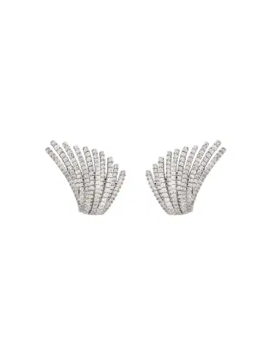 Wish Fine Jewelry 2.26ct Diamond 18K Gold Multi Row Wing Earrings | Thumbnail 1 Wish Fine Jewelry 2.26ct Diamond 18K Gold Multi Row Wing Earrings | Thumbnail 1
