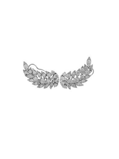 Wish Fine Jewelry 2.30ct Diamond 18K Gold Leaf Climber Earrings | Thumbnail 2