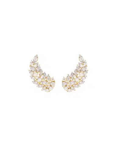 Wish Fine Jewelry 2.30ct Diamond 18K Gold Leaf Climber Earrings | Thumbnail 1