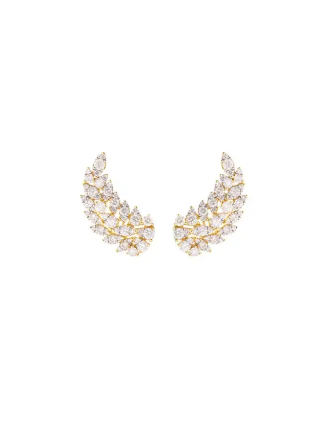Wish Fine Jewelry 2.30ct Diamond 18K Gold Leaf Climber Earrings