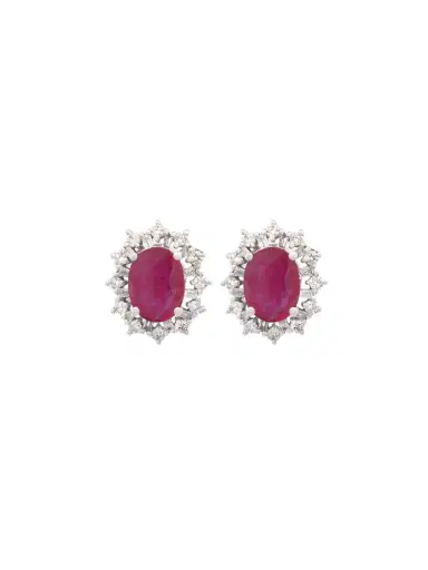 Wish Fine Jewelry 2.3ct Diamond Ruby 18K Gold Halo Stud Earrings | Thumbnail 1 Wish Fine Jewelry 2.3ct Diamond Ruby 18K Gold Halo Stud Earrings | Thumbnail 1