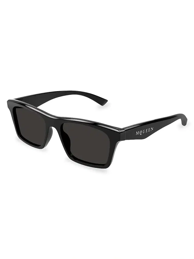 McQueen Men's AM0472S 53MM Square Sunglasses - Dark Grey Black