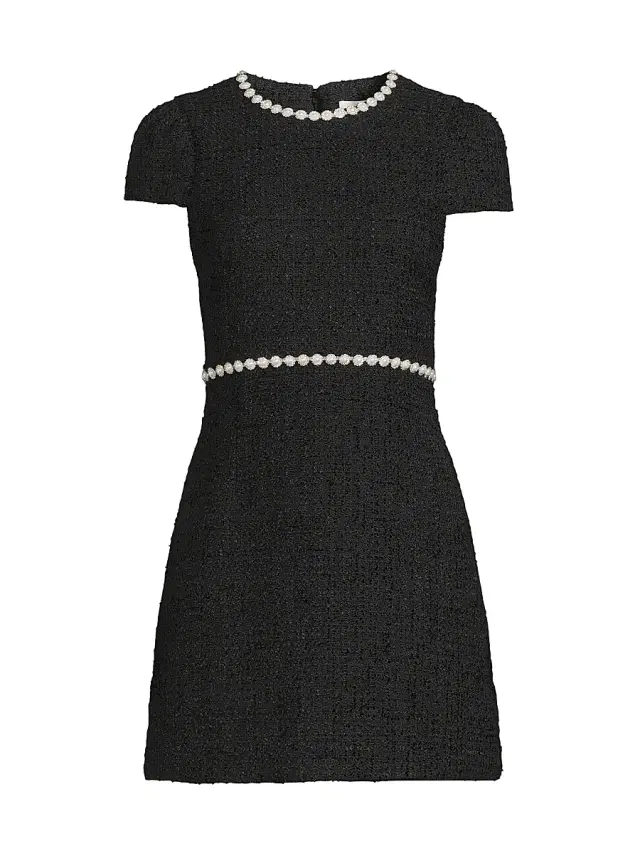 Women's Morley Tweed Pearl-Embellished Minidress - Black