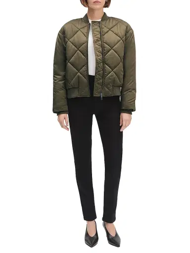Favorite Daughter Women's The Favorite Quilted Bomber Jacket - Army - Size Large | Thumbnail 2
