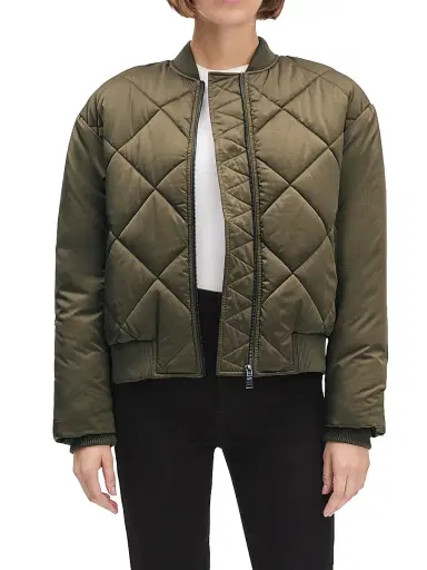 Favorite Daughter Women's The Favorite Quilted Bomber Jacket - Army - Size Large | Thumbnail 4