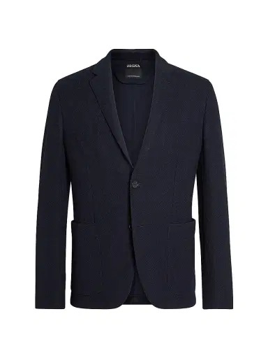 Zegna Men's High Performance Jersey Jacket - Navy Blue - Size 48 | Thumbnail 2