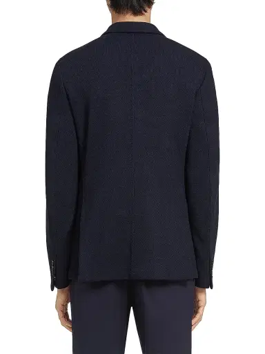 Zegna Men's High Performance Jersey Jacket - Navy Blue - Size 48 | Thumbnail 3