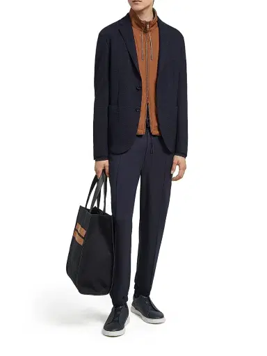 Zegna Men's High Performance Jersey Jacket - Navy Blue - Size 48 | Thumbnail 5