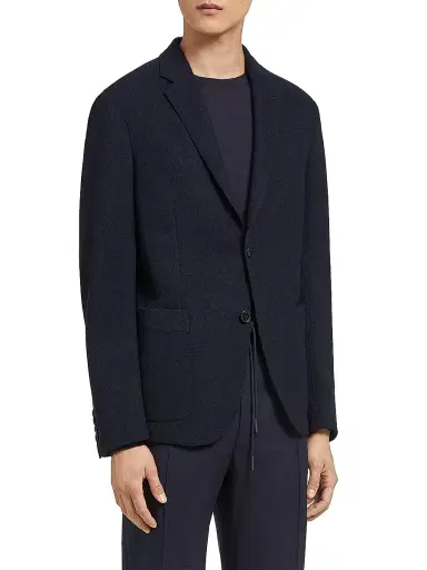 Zegna Men's High Performance Jersey Jacket - Navy Blue - Size 48 | Thumbnail 1