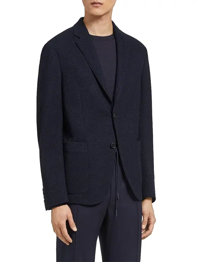 ZEGNA Men's High Performance Jersey Jacket - Navy Blue