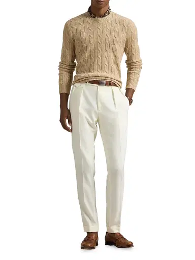 Polo Ralph Lauren Men's The Iconic Cable-Knit Cashmere Sweater - Dune Melange - Size XXL | Thumbnail 2