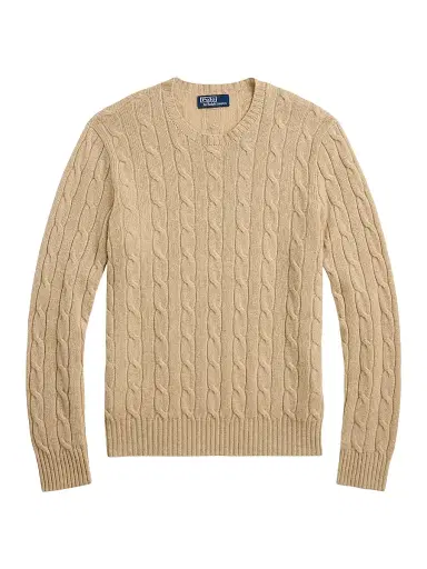 Polo Ralph Lauren Men's The Iconic Cable-Knit Cashmere Sweater - Dune Melange - Size XXL | Thumbnail 1