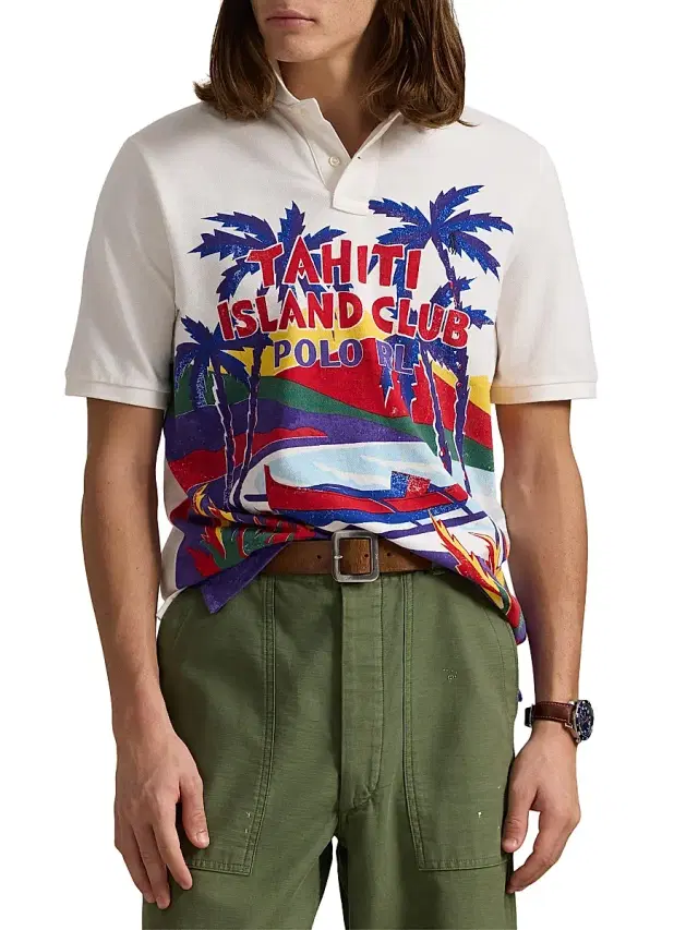 Polo Ralph Lauren Men's Classic-Fit Mesh Graphic Polo Shirt - Tahiti Island Club