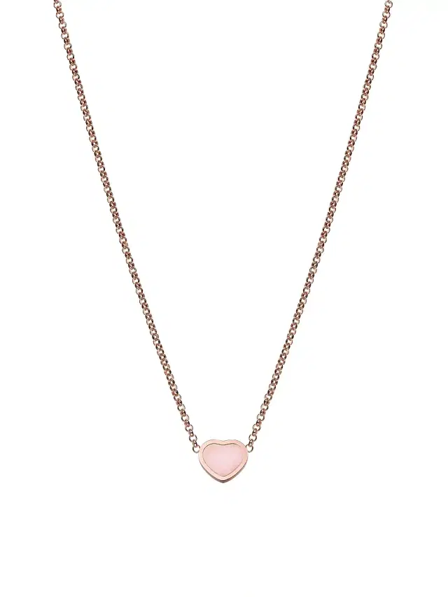 Women's My Happy Hearts 18K Rose Gold & Pink Opal Pendant Necklace - Pink
