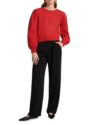 ESCVDO Women's Origen Milagros Alpaca-Wool Sweater - Red | Thumbnail 2