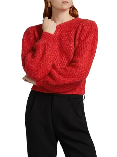 ESCVDO Women's Origen Milagros Alpaca-Wool Sweater - Red | Thumbnail 3
