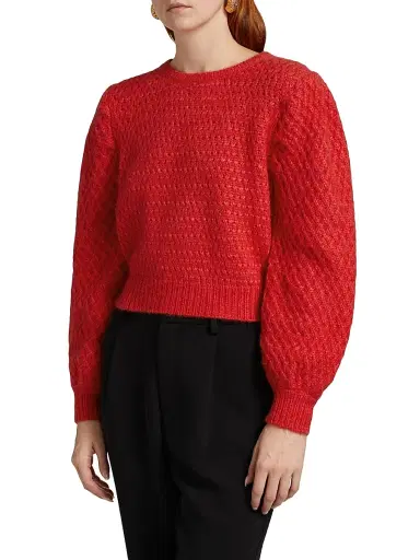 ESCVDO Women's Origen Milagros Alpaca-Wool Sweater - Red | Thumbnail 4
