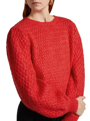 ESCVDO Women's Origen Milagros Alpaca-Wool Sweater - Red | Thumbnail 6