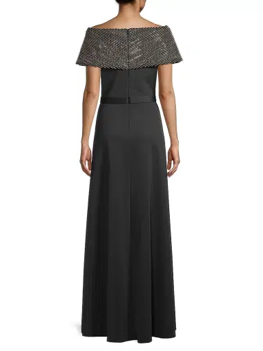 Basix Women's Crystal Off-The-Shoulder Gown - Black Silver | Thumbnail 5