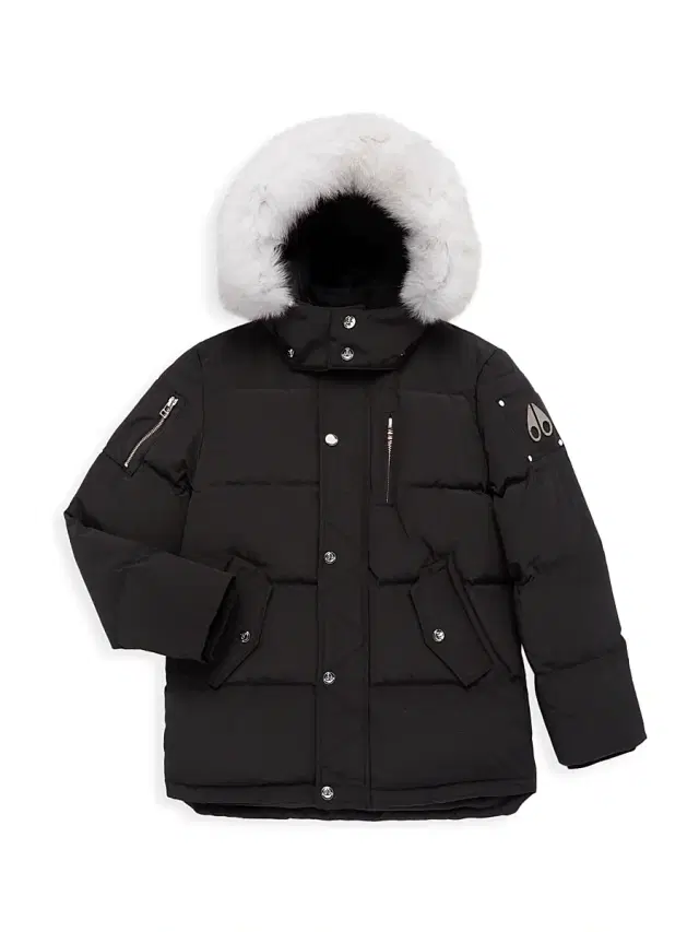 Moose Knuckles Kid's 3Q Down Jacket - Black White