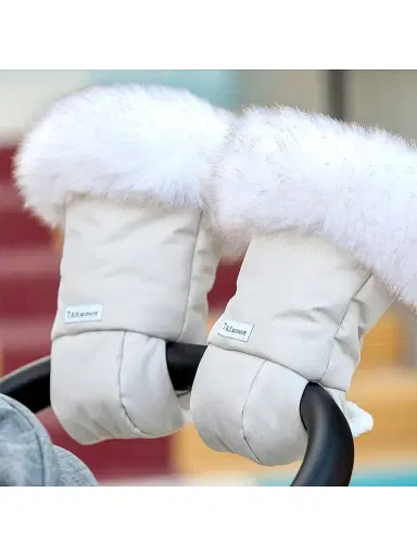 7AM Kid's Faux Fur-Trim Warmmuffs - White | Thumbnail 3 7AM Kid's Faux Fur-Trim Warmmuffs - White | Thumbnail 3