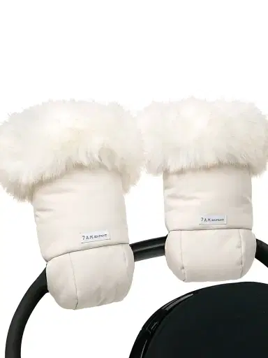 7AM Kid's Faux Fur-Trim Warmmuffs - White | Thumbnail 1 7AM Kid's Faux Fur-Trim Warmmuffs - White | Thumbnail 1