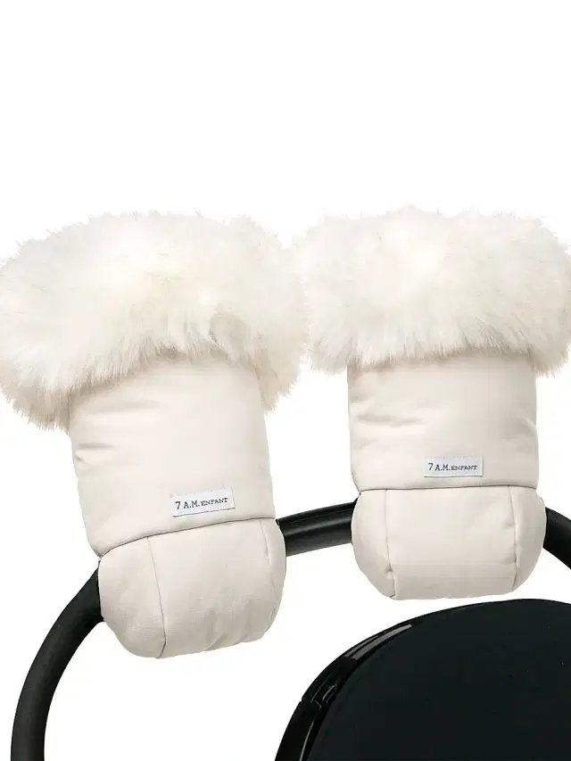 Kid's Faux Fur-Trim Warmmuffs - White