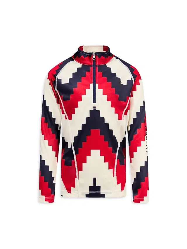 Perfect Moment Little Kid's & Kid's Half-Zip Thermal Top - Red Chevron