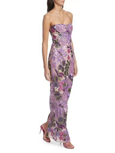 Bronx and Banco Women's Dahlia Floral-Embellished Strapless Gown - Lilac Multi | Thumbnail 4 Bronx and Banco Women's Dahlia Floral-Embellished Strapless Gown - Lilac Multi | Thumbnail 4