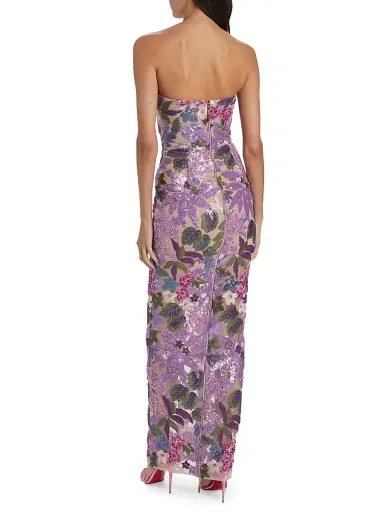 Bronx and Banco Women's Dahlia Floral-Embellished Strapless Gown - Lilac Multi | Thumbnail 5 Bronx and Banco Women's Dahlia Floral-Embellished Strapless Gown - Lilac Multi | Thumbnail 5