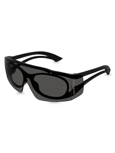 Alexander McQueen Women's Two-Tone 99MM Mask Sunglasses - Dark Grey Black | Thumbnail 1 Alexander McQueen Women's Two-Tone 99MM Mask Sunglasses - Dark Grey Black | Thumbnail 1
