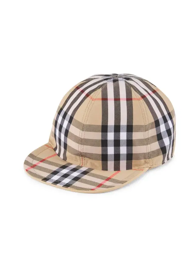 Burberry Kid's EKD Baseball Cap - Pale Stone Check