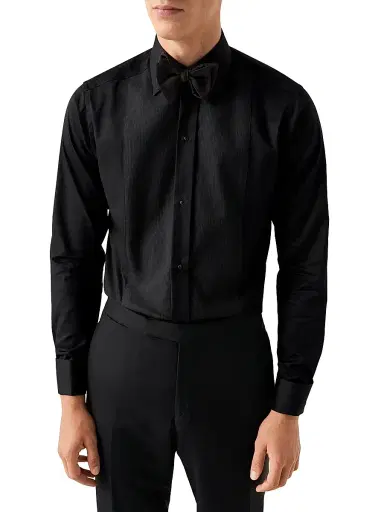 Eton Men's Contemporary-Fit Plissé Bib Formal Shirt - Black - Size 18.5 | Thumbnail 2