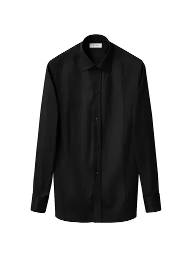 Eton Men's Contemporary-Fit Plissé Bib Formal Shirt - Black - Size 18.5 | Thumbnail 4