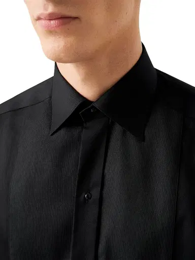 Eton Men's Contemporary-Fit Plissé Bib Formal Shirt - Black - Size 18.5 | Thumbnail 5