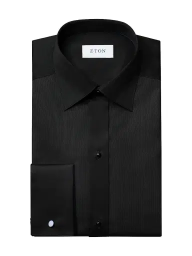 Eton Men's Contemporary-Fit Plissé Bib Formal Shirt - Black - Size 18.5 | Thumbnail 1