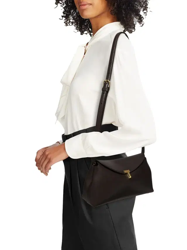 Toteme Women's T-Lock Convertible Leather Clutch - Bark